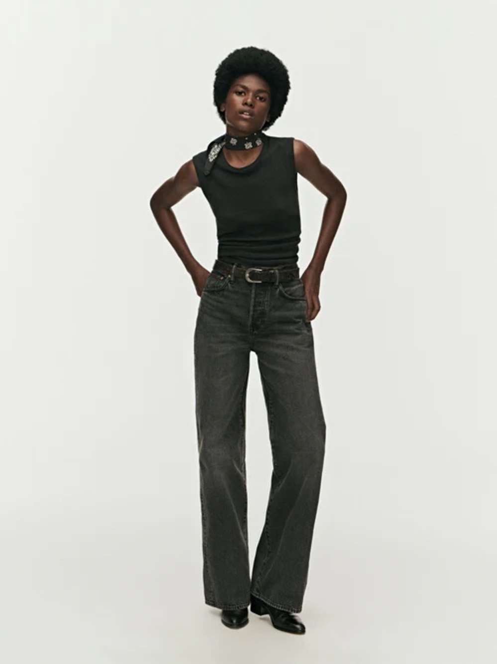 Buck Mason Jet Set Wide Leg Jeans – B014 Vintage Black Wash – Size 29 petite
